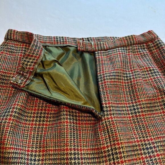Pendleton Women's Wool Blend Pencil Skirt Midi Size 16 Red and Black Houndstooth - Picture 8 of 10